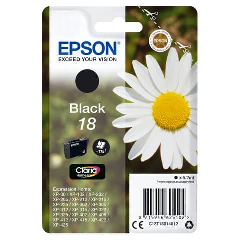 Cartuccia inkjet ink pigmentato Margherite 18 Epson nero C13T18014012